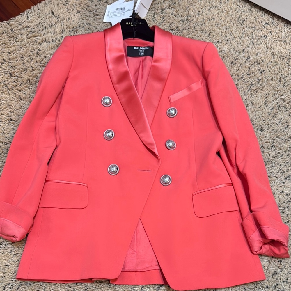 Balmain Women's Pink Double-Breasted Blazer